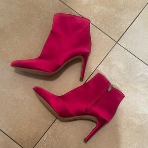 Sam Edelman Olette Hot Pink Satin Booties